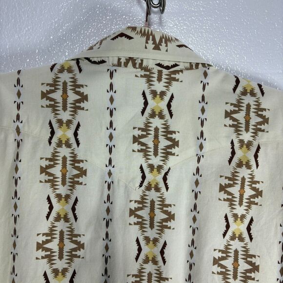 Mens Vintage Panhandle Slim Pearl Snap Western Aztec Shirt Short Sleeve XXL - Picture 5 of 14